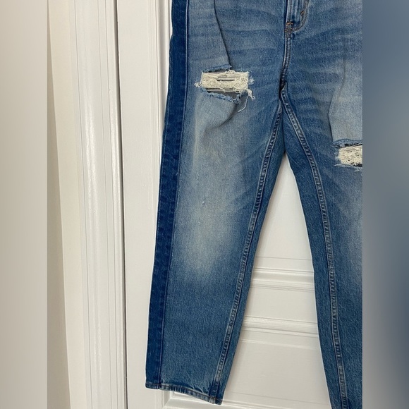 Abercrombie & Fitch The Mom Fit Jeans High Rise Two Tone Distressed 31 / 12 R - Picture 5 of 12